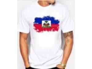 Haiti T- Shirt White + Flag – Size:M – C1#18